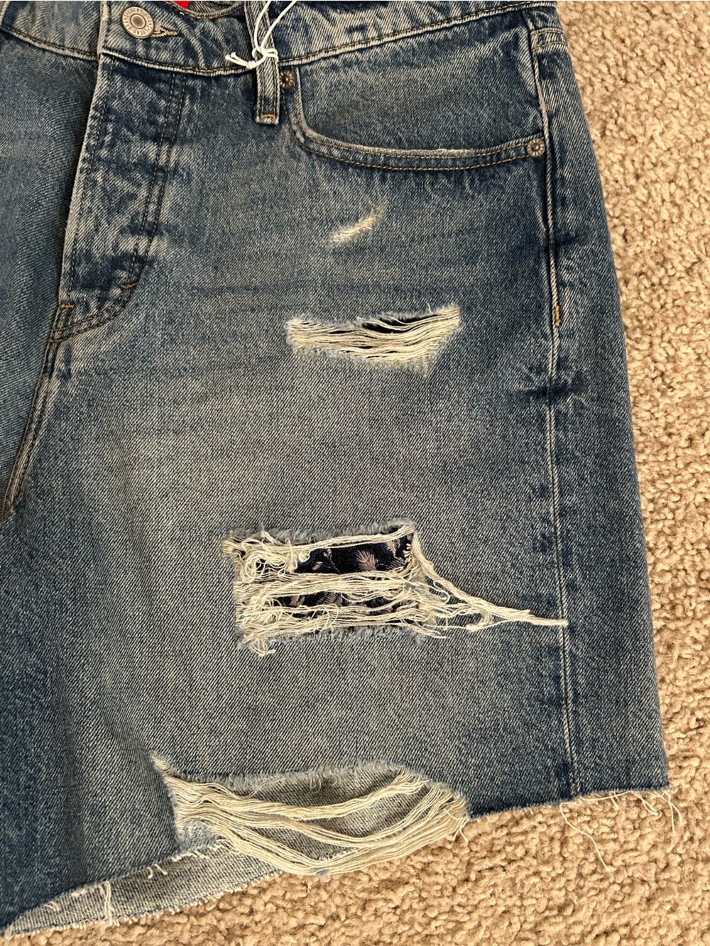 🌀Lucky Brand NWT Distressed Denim Shorts - Blue - Picture 7 of 12